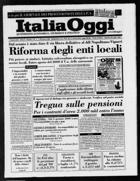 Italia oggi : quotidiano di economia finanza e politica